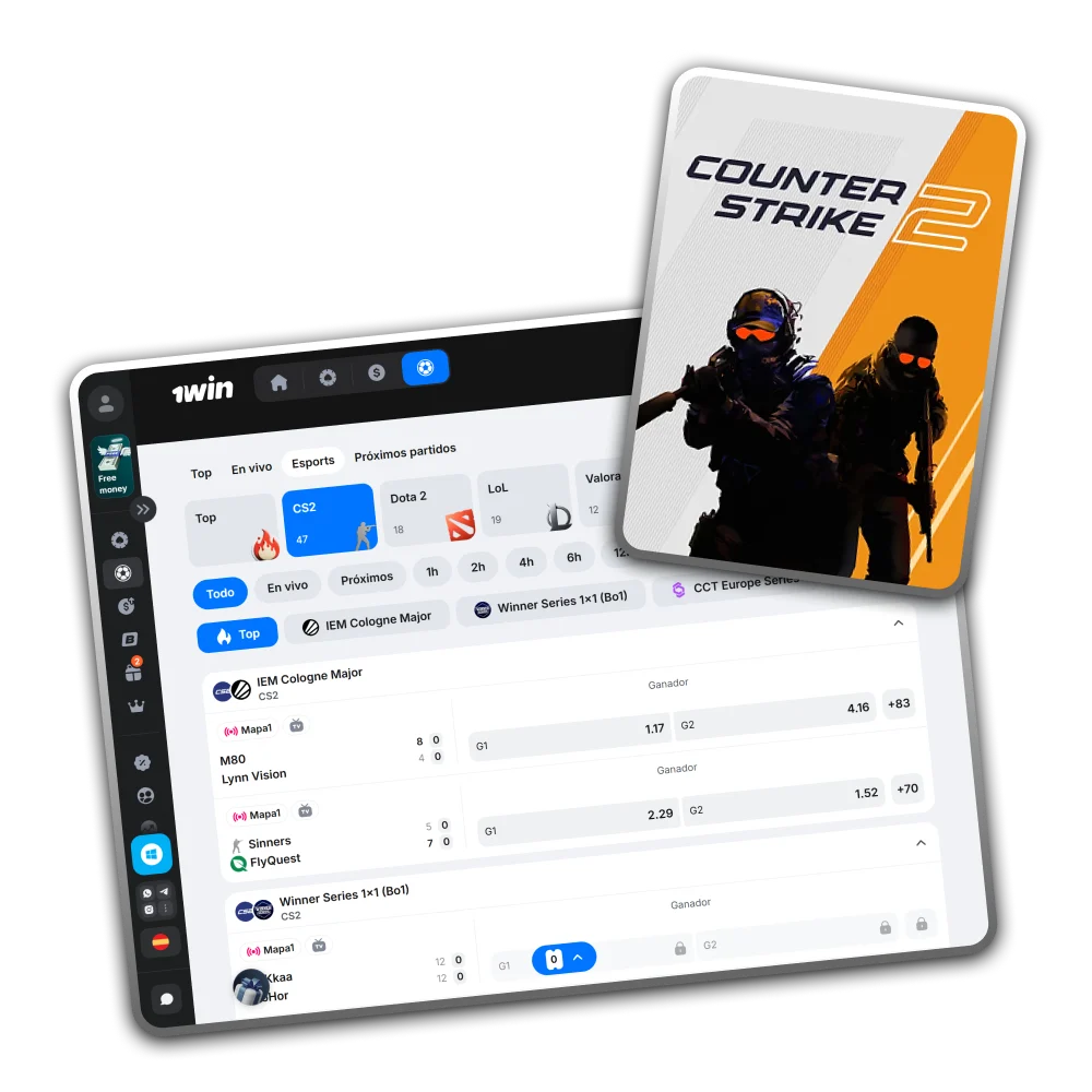 Disfruta de la mejor cobertura y altas cuotas para Counter-Strike 2 en el portal 1win.