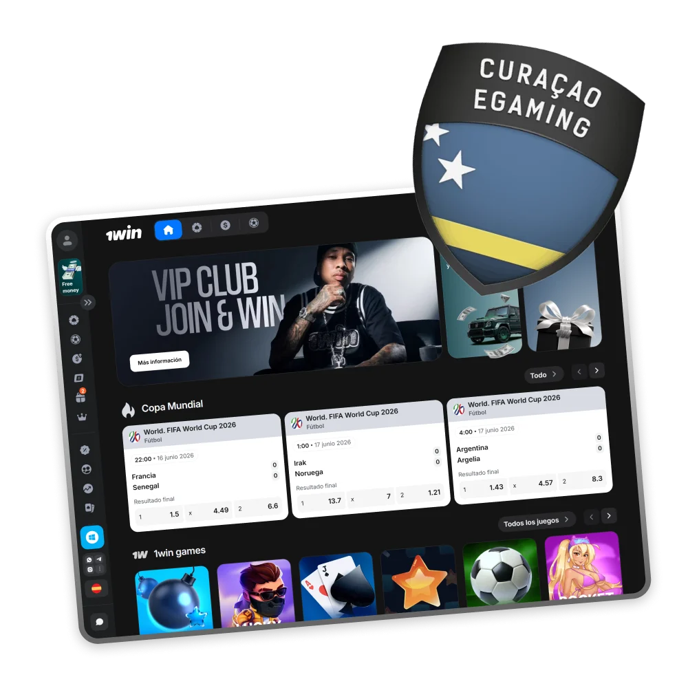 Juega seguro en la plataforma 1win, respaldada por su licencia oficial de Curazao.