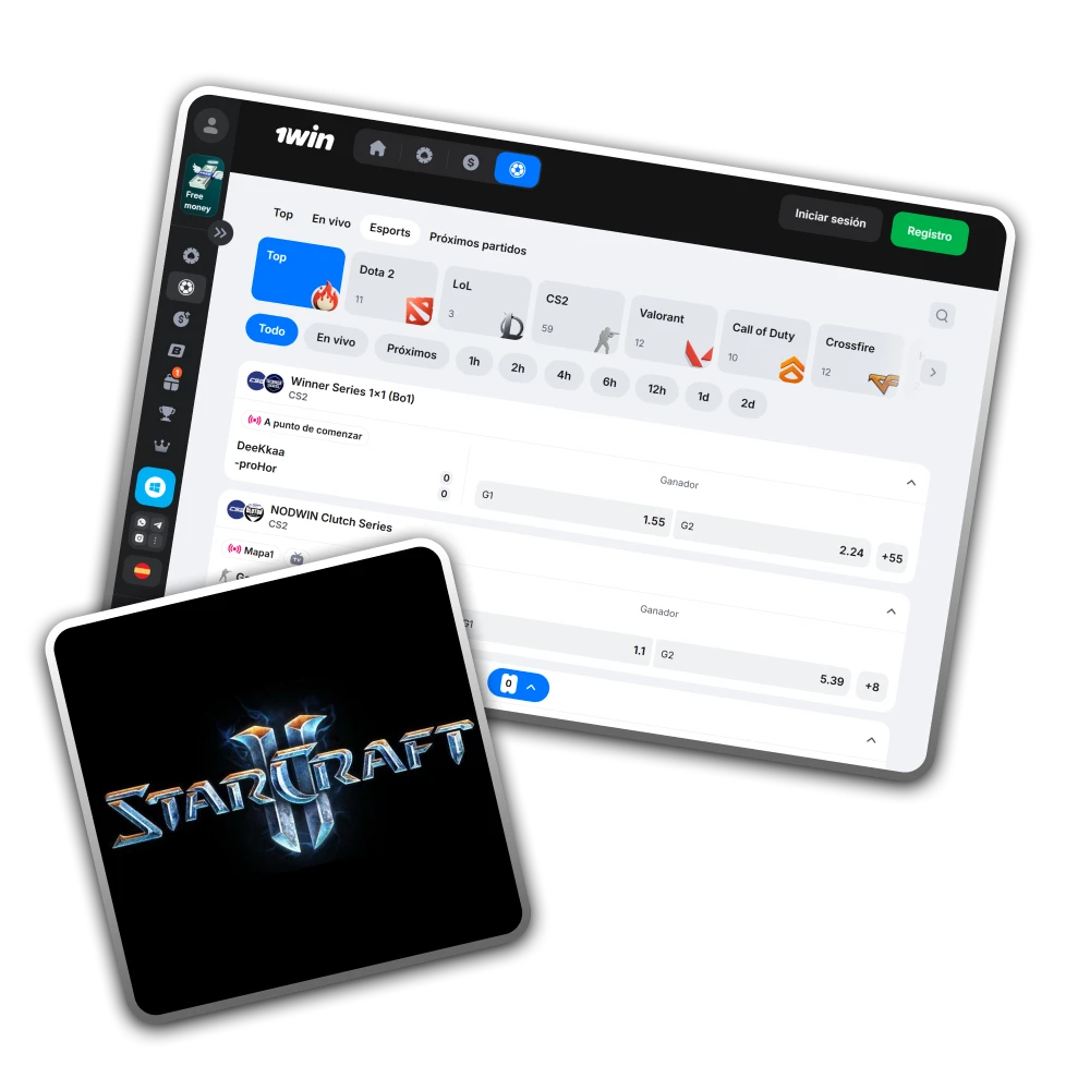 Aprovecha las mejores cuotas y una amplia selección de torneos de StarCraft en 1win.