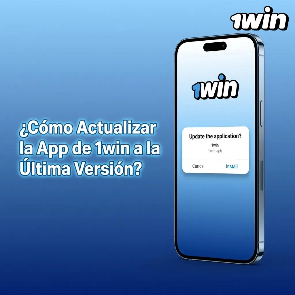Smartphone screen showing 1win app update notification with download prompt for new APK version