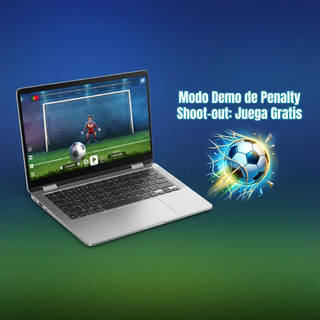Jugador probando Penalty Shoot-out en modo demo con créditos virtuales en pantalla