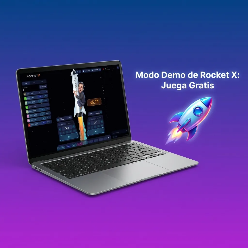 Interfaz del modo demo de Rocket X mostrando créditos virtuales y opciones de apuesta en la plataforma 1win