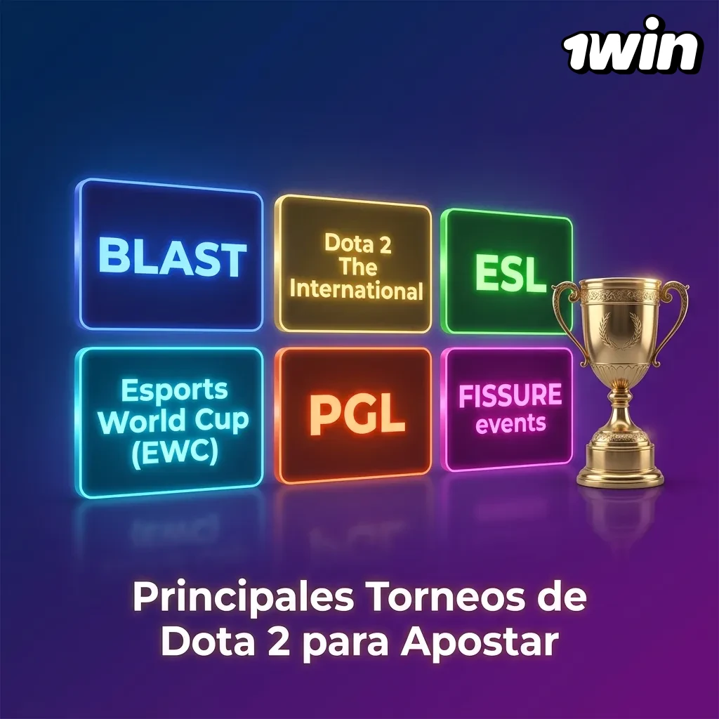 Major Dota 2 tournaments including The International, ESL One, and PGL Major available for betting on 1win platform