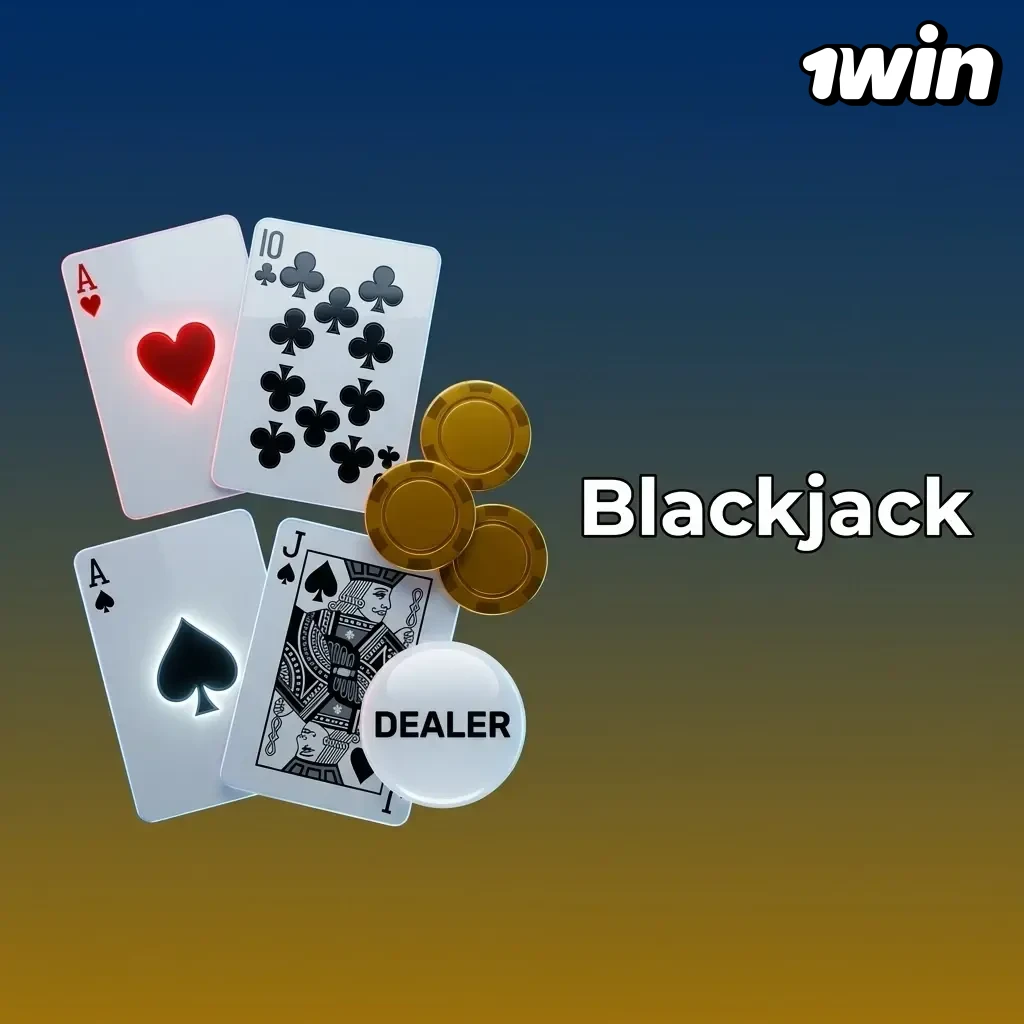 Mesa de blackjack en vivo con cartas y fichas, juego de casino con crupier real disponible en 1win Colombia