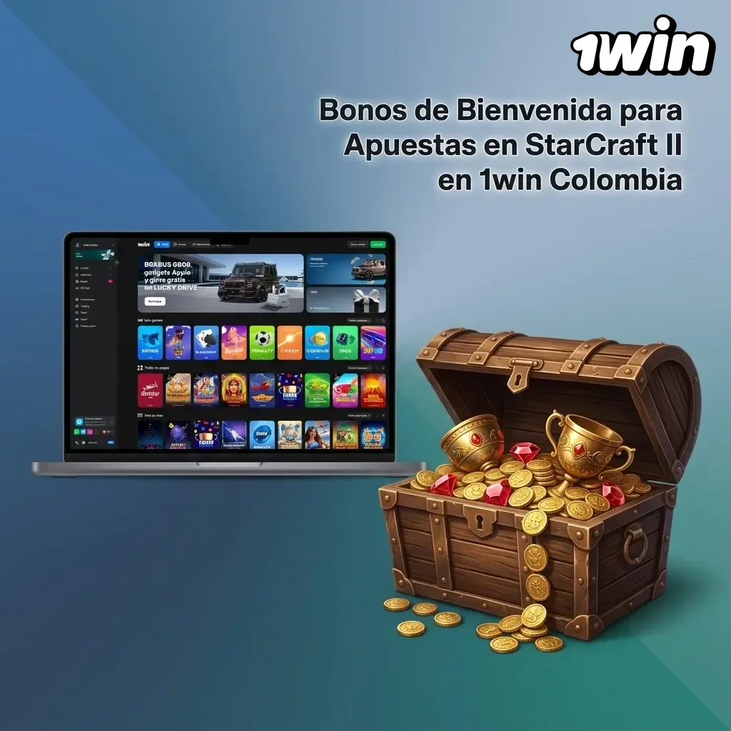 Bono de bienvenida 500% hasta 8.000.000 COP en 1win Colombia para apuestas en StarCraft II y esports