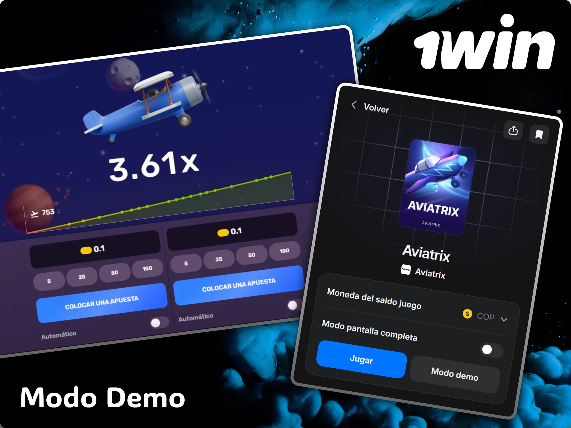 Prueba el modo demo gratuito de Aviatrix para practicar tus vuelos en casino 1win.