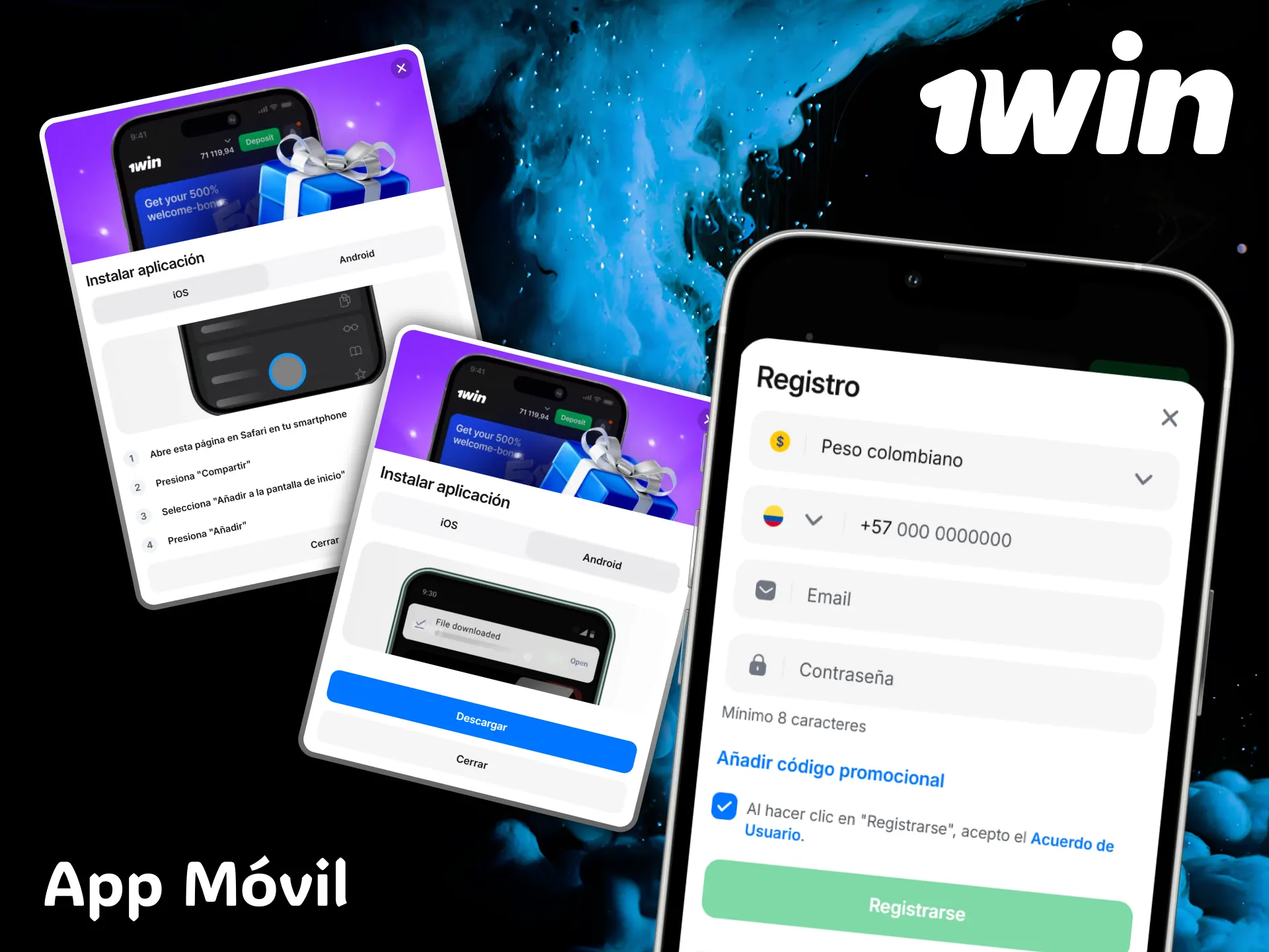 Descarga la optimizada app móvil de 1win para jugar al Blackjack en cualquier lugar.