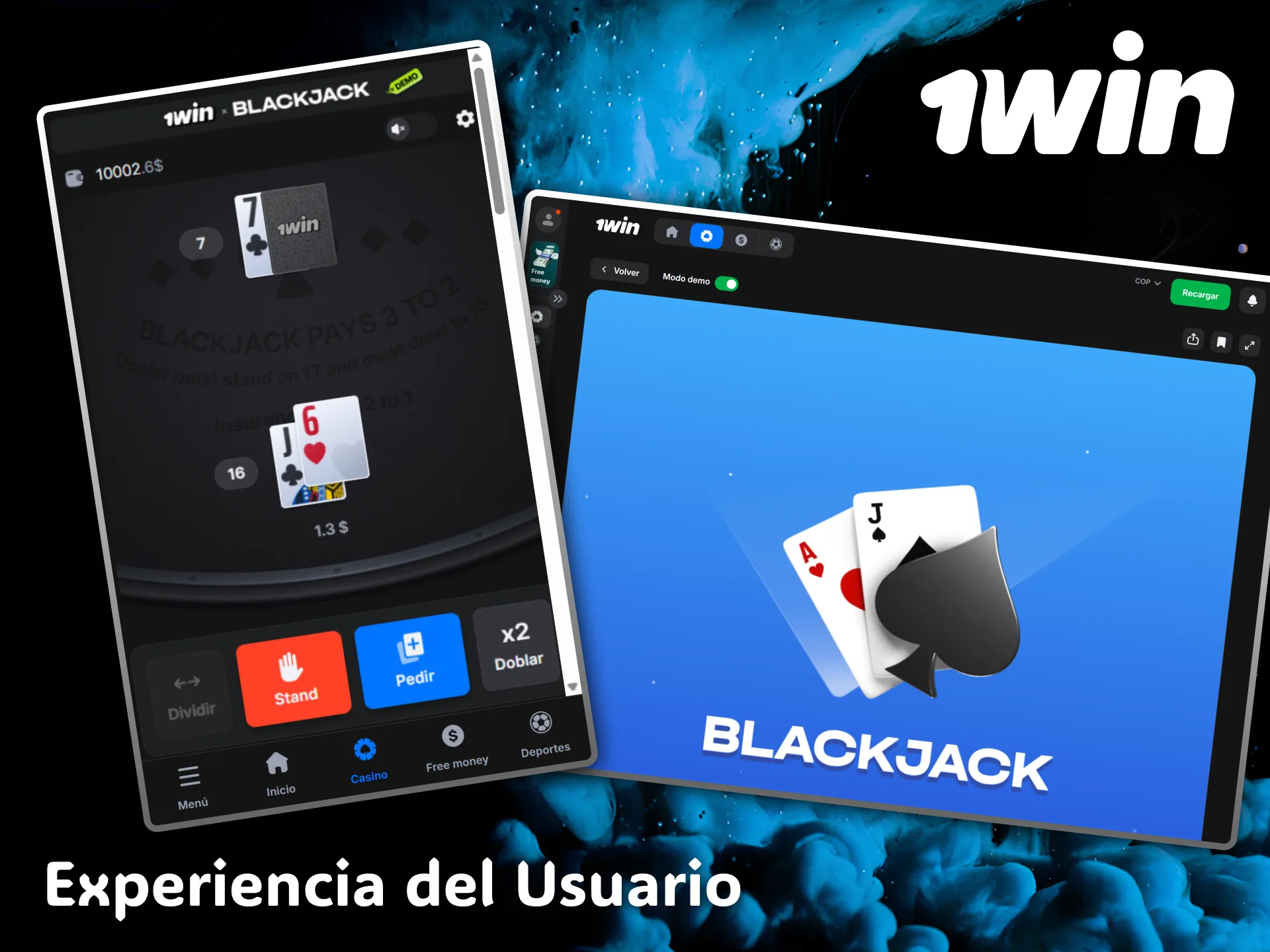 Disfruta de una interfaz moderna y una excelente experiencia de usuario jugando Blackjack en 1win.