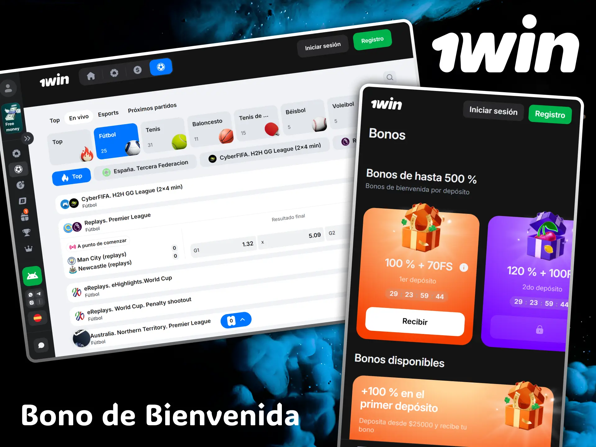 Recibe un gran bono de bienvenida para apuestas de fútbol en la sportsbook 1win.