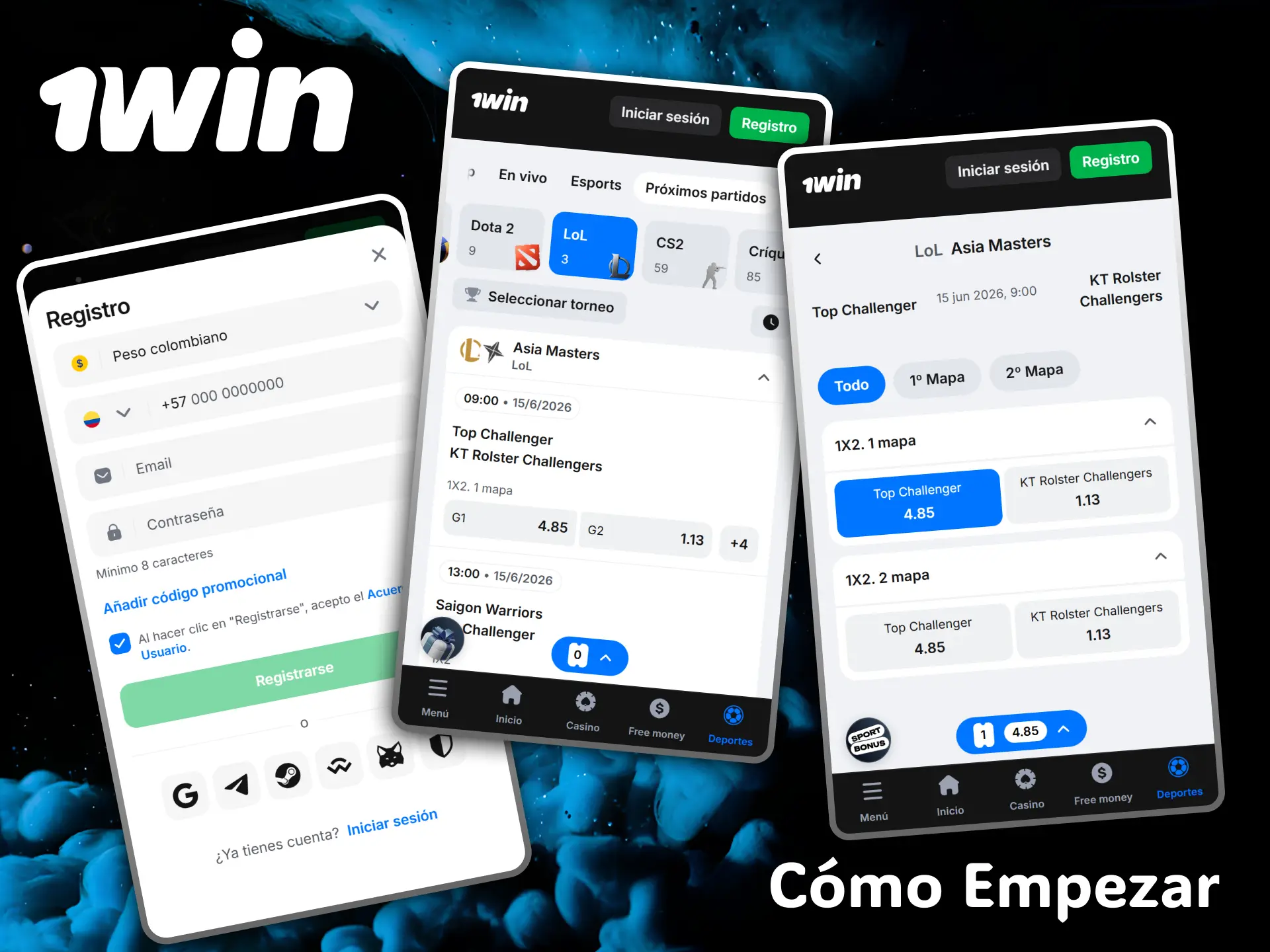 Completa tu registro fácilmente para apostar en torneos de LoL dentro de 1win.