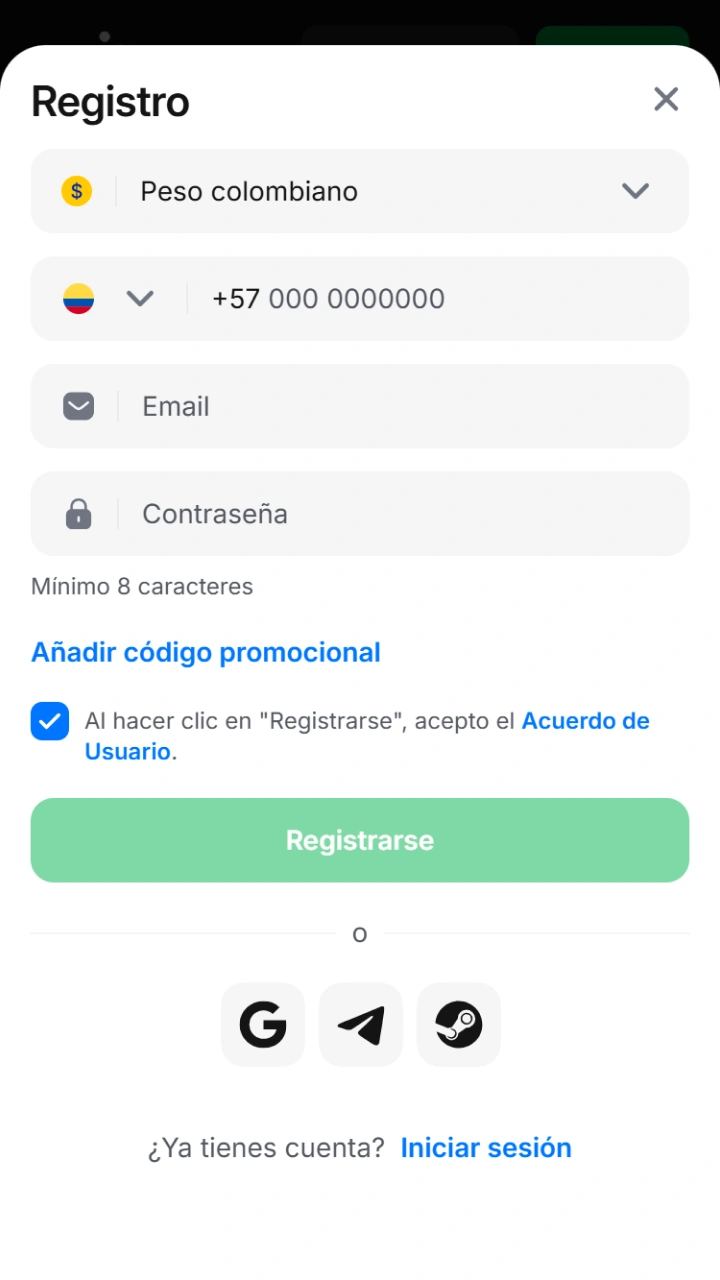 Crea tu cuenta o inicia sesión para apostar a las MMA en 1win.