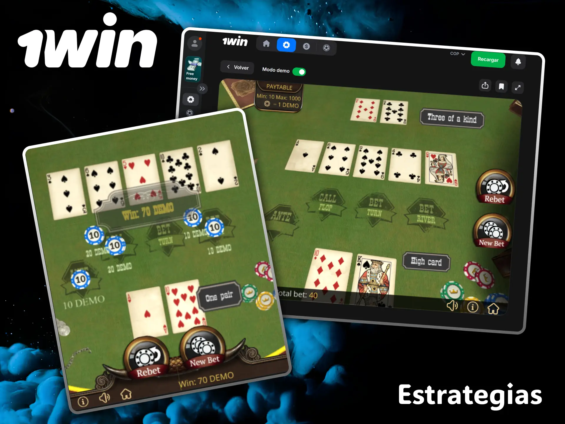 Aplica tus mejores estrategias de Poker y obtén grandes ganancias dentro del casino 1win.