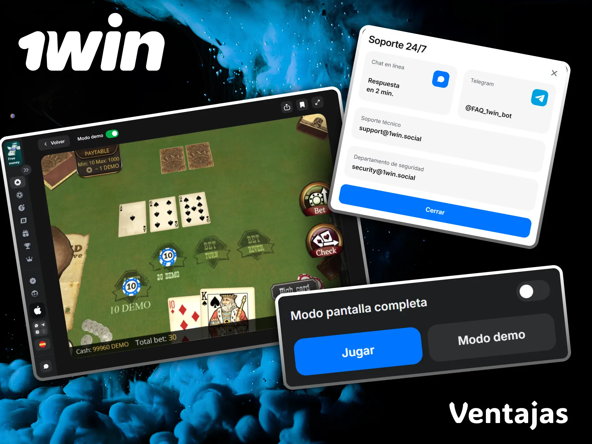 Descubre las grandes ventajas y el soporte técnico premium al jugar Poker en casino 1win.