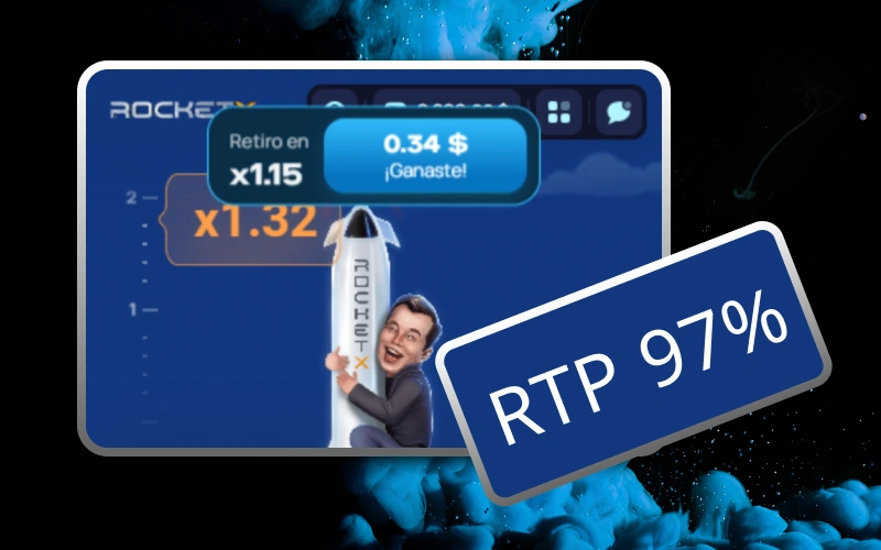 El juego rápido Rocket X en casino 1win destaca por su increíble RTP del 97%.