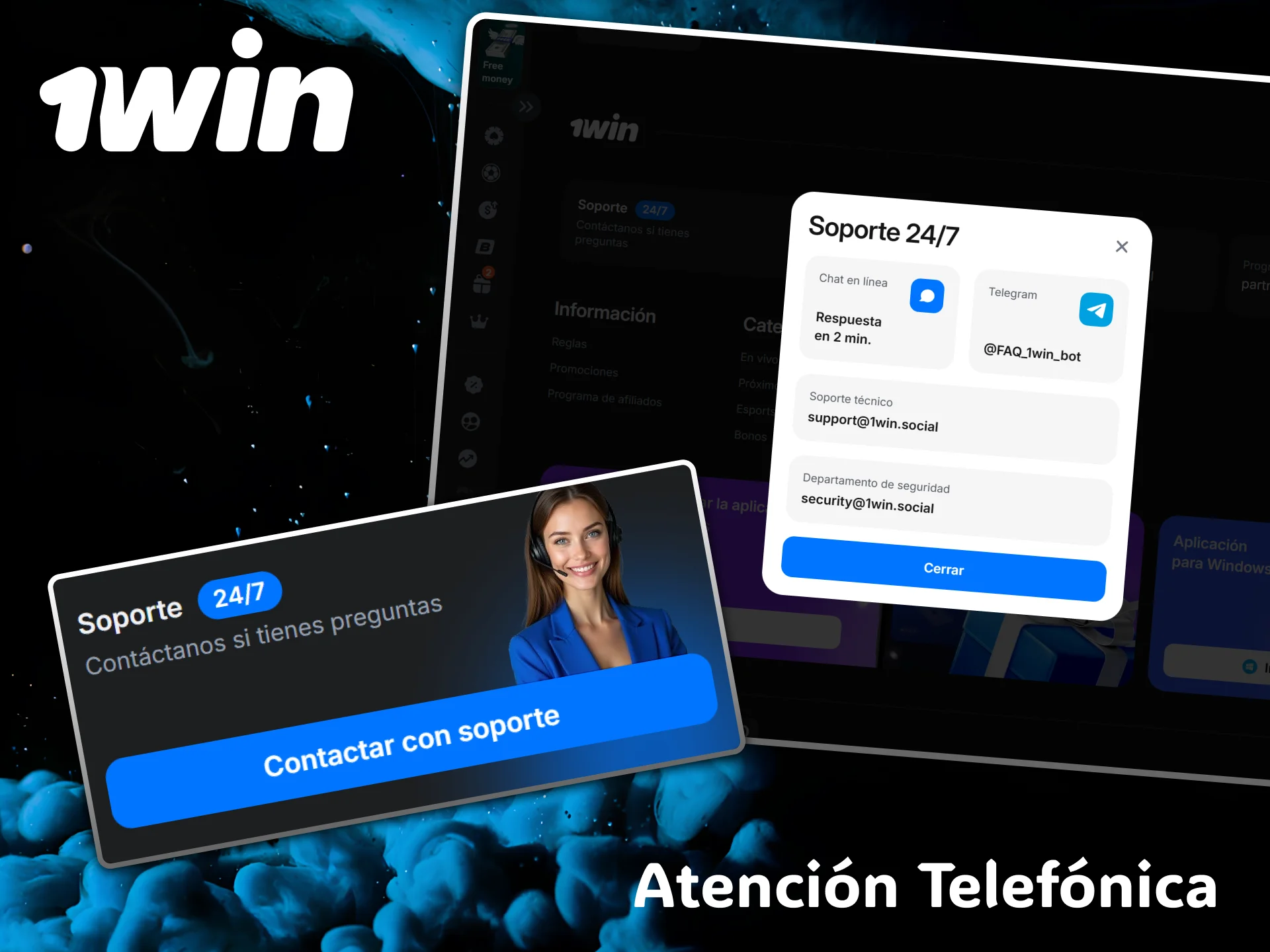 Comunícate directamente con los asesores mediante la línea de atención telefónica de 1win.
