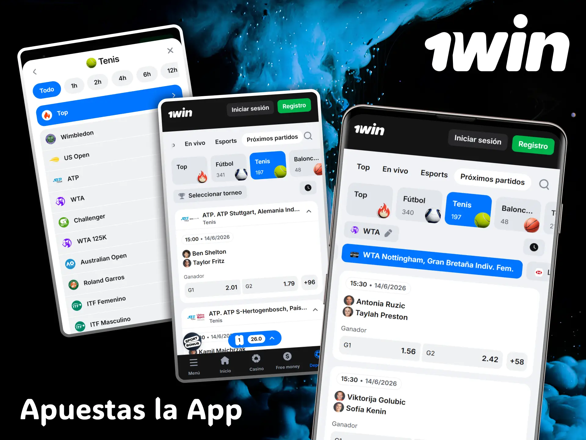 Sigue los partidos de tenis en vivo instalando la cómoda aplicación móvil de 1win.