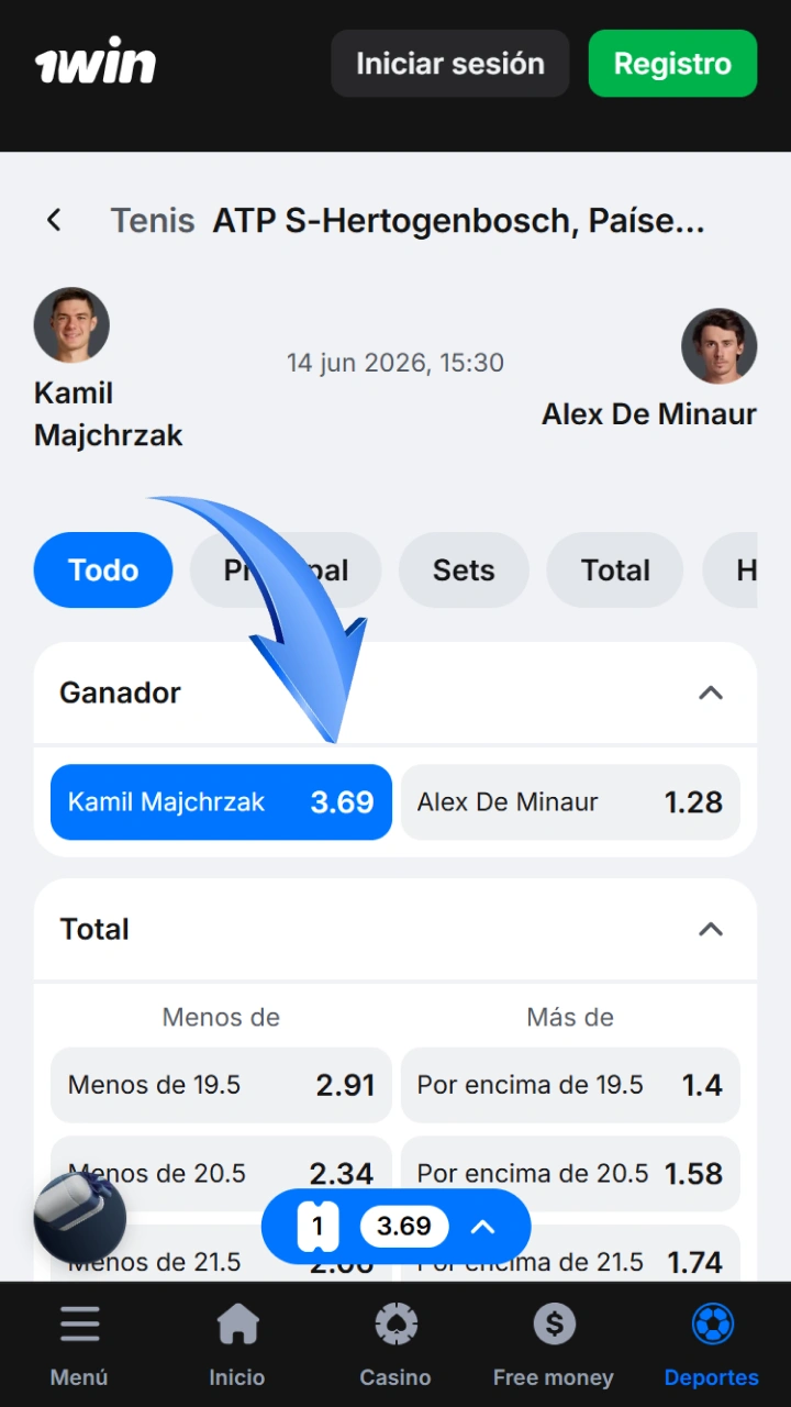 Selecciona tu partido favorito de tenis dentro de los mejores eventos disponibles en 1win.