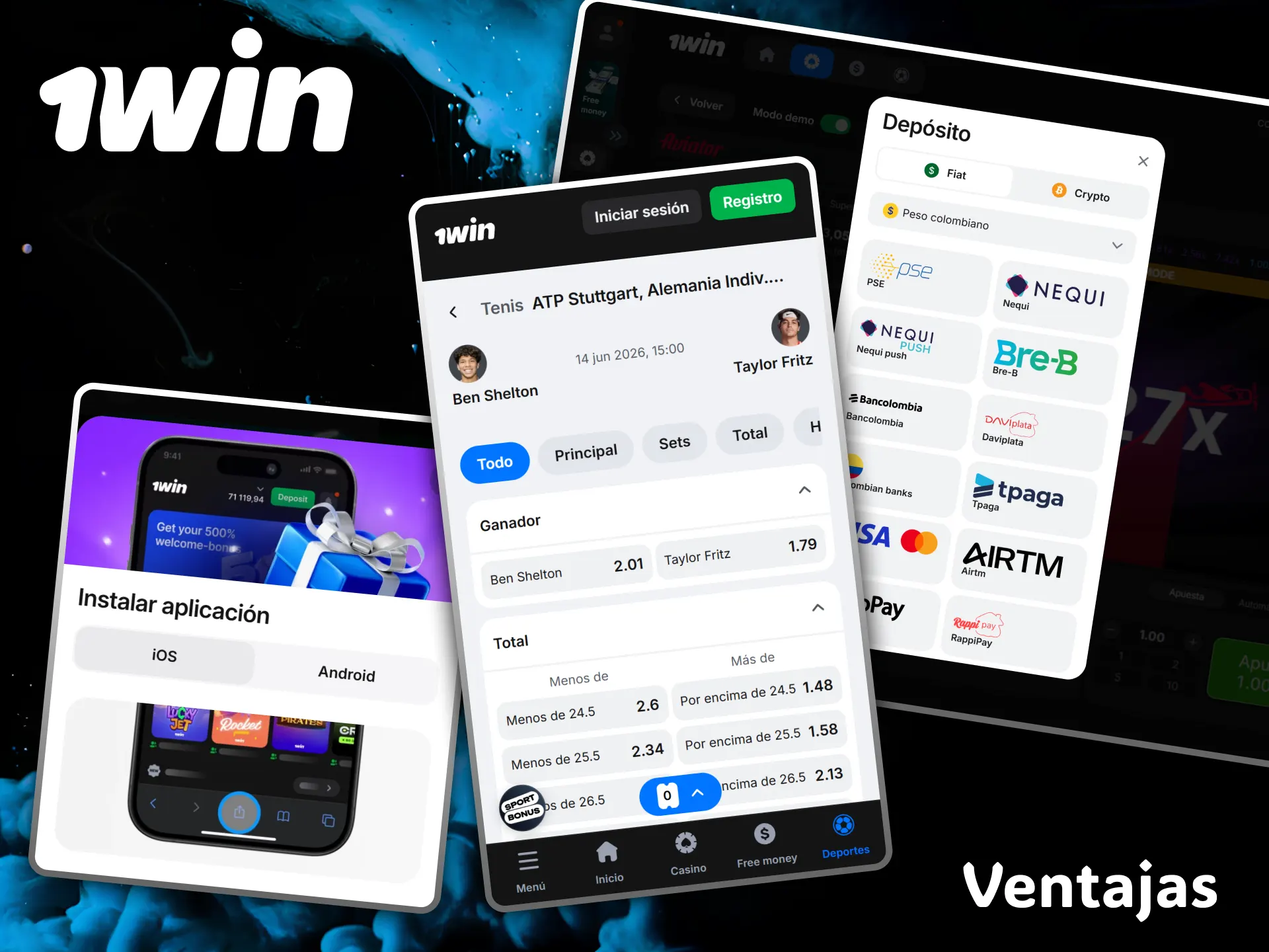 Disfruta de grandes ventajas y múltiples métodos de pago al apostar al tenis en 1win.